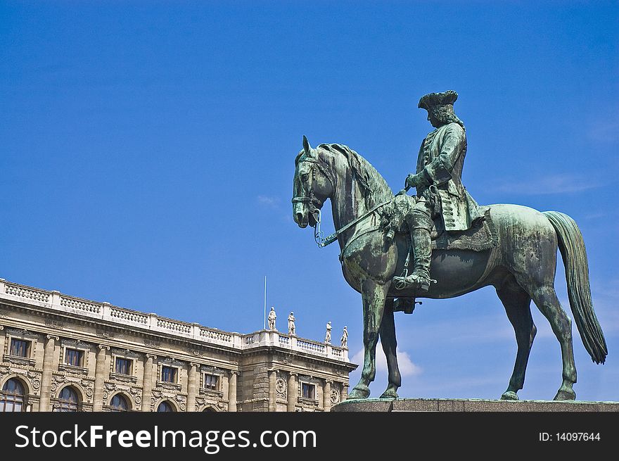 One of the four generals statues around the Maria Theresien monument. One of the four generals statues around the Maria Theresien monument