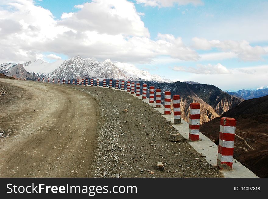 Scenery of a road in the highlands of Tibet. Scenery of a road in the highlands of Tibet
