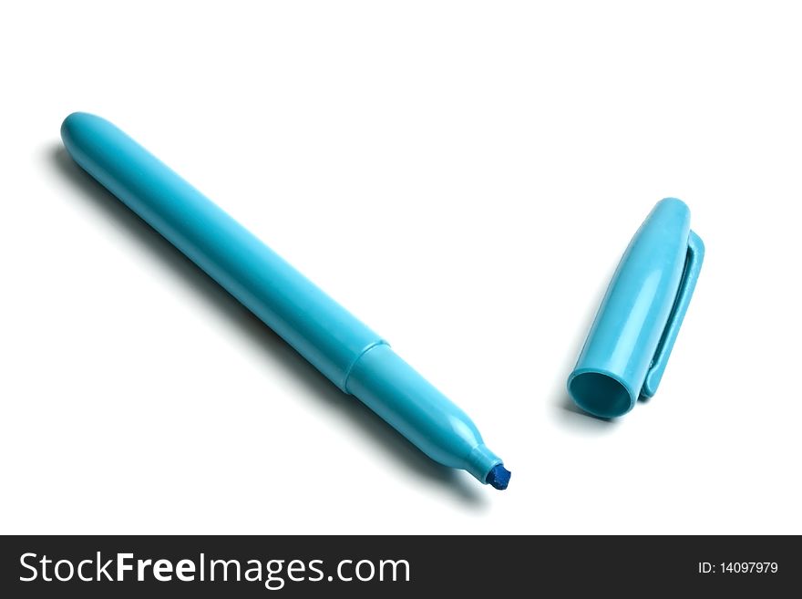 A blue highlighter isolated on white background