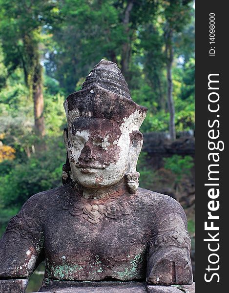 Scenery of ancient buddha statue at angkor,cambodia