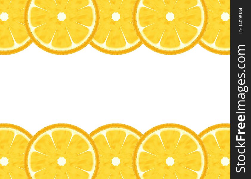 Slice lemon border on white
