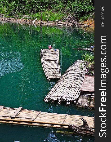 Bamboo raft in south of thailand.