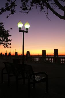 Pier Park Sunset Stock Photo