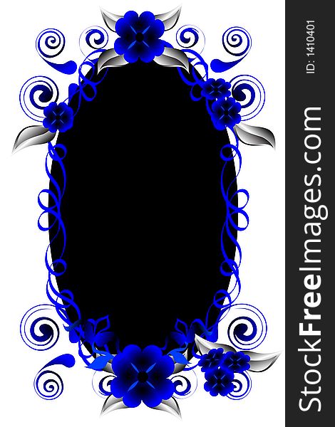 Blue floral framed oval background. Blue floral framed oval background.