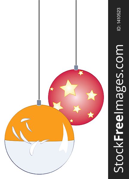 Xmas balls on white background