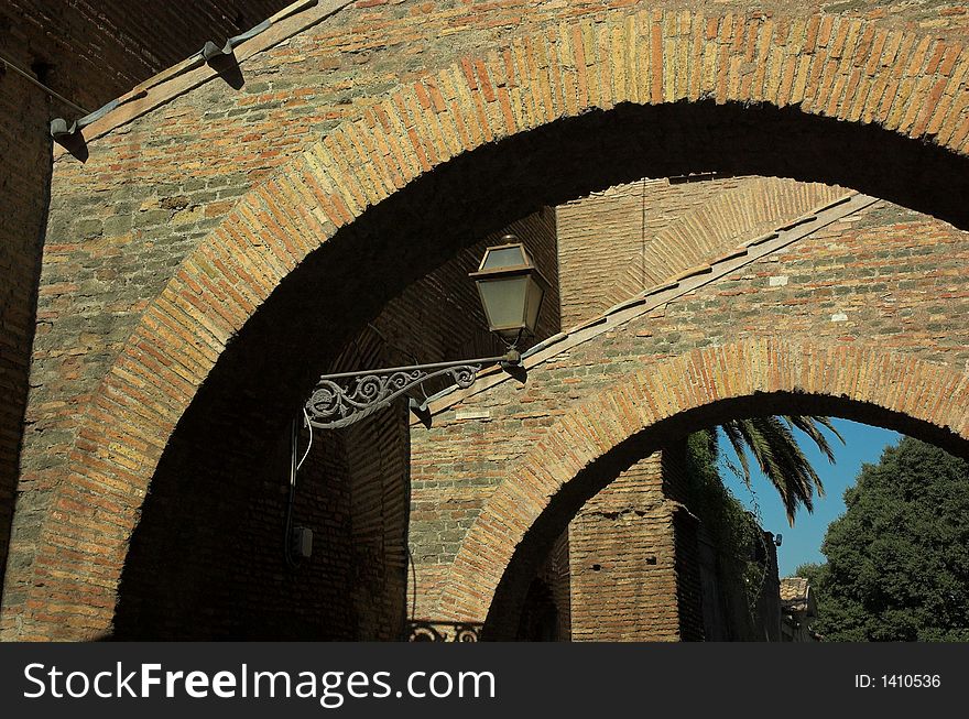 Arches in celio neighborhood rome