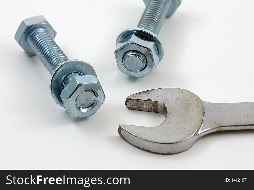 Spanner with galvanised nuts and bolts. Spanner with galvanised nuts and bolts.