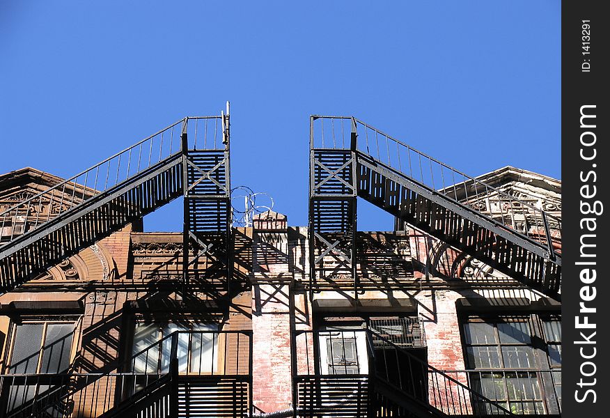 Fire escape on top of the building, New York