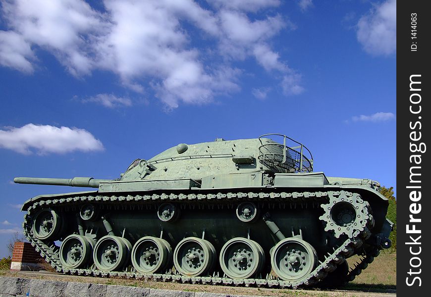 World War II tank against blue sky. World War II tank against blue sky