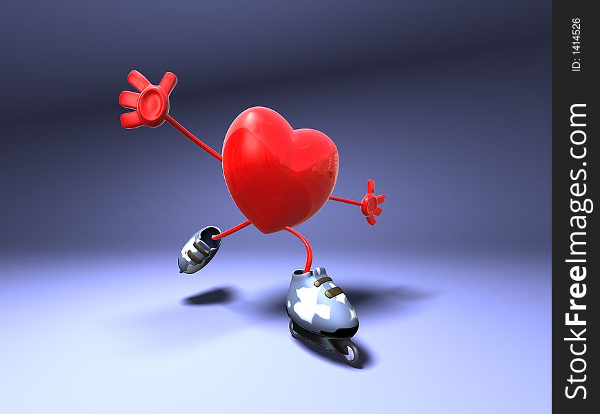 Heart skating, 3d generated picture