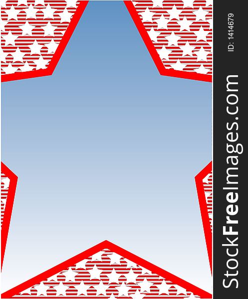 A red-white striped background with little white stars. In front a big red star with a blue gradient background. This file is also available as illustrator-file