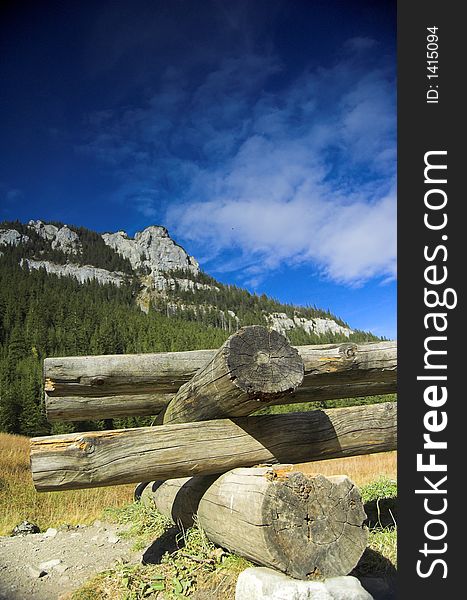 Wooden bench in Tatra moutains