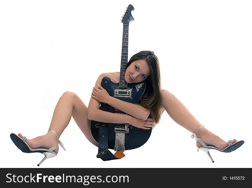 Beauty Sexy Girl With Guitar