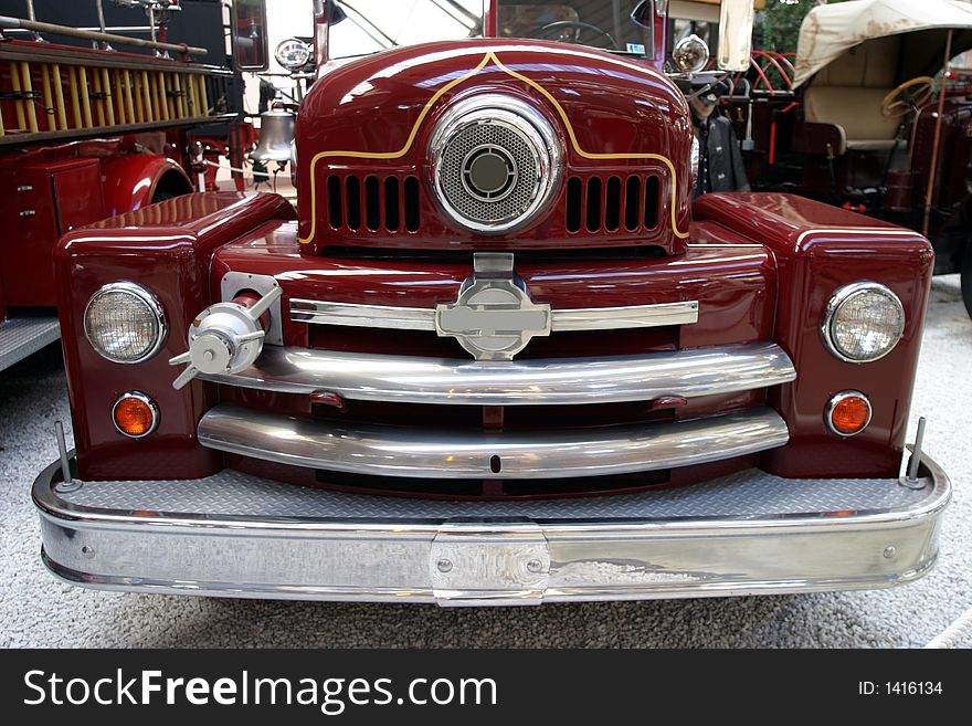 Old american fire truck in a museum. Old american fire truck in a museum