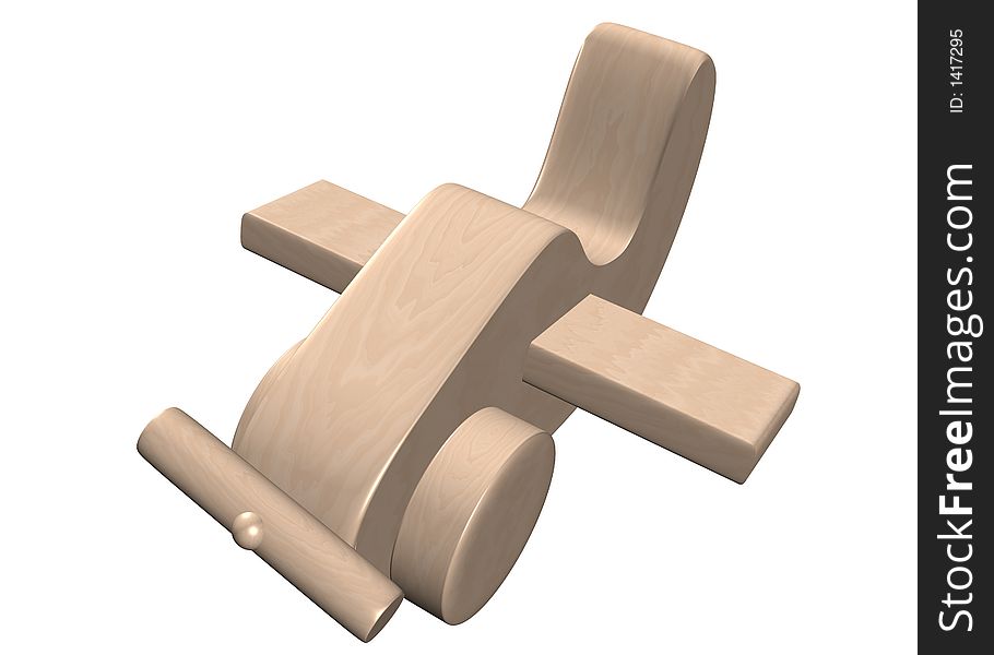 Wooden toy airplane on a white background