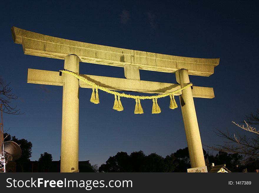 Tori - gate in Japanese Shinto shrine. Tori - gate in Japanese Shinto shrine