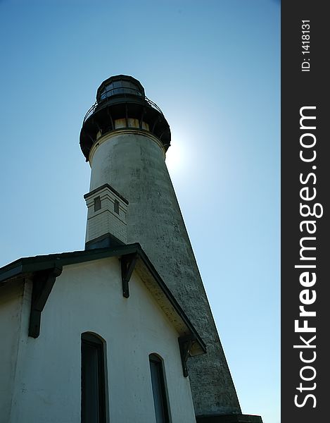 Lighthouse with sun glow