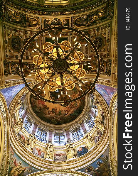 Saint Isaak Cathedral, interior of the main dome. Saint Isaak Cathedral, interior of the main dome.