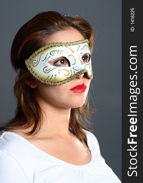 Brunette With Mask