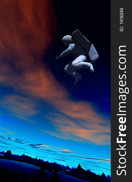 A conceptual image of spaceman or astronaut floating in space. A conceptual image of spaceman or astronaut floating in space.