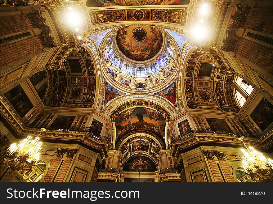 Saint Isaak Cathedral, interior of the main dome. Saint Isaak Cathedral, interior of the main dome.