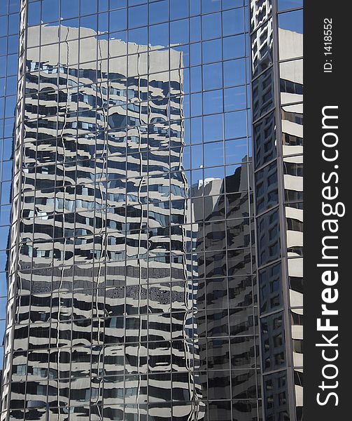 Reflective office towers in modern Calgary. Reflective office towers in modern Calgary