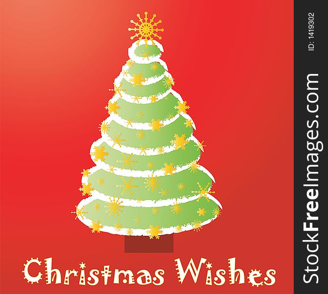 Funky artistic christmas tree with text - christmas wishes below. Funky artistic christmas tree with text - christmas wishes below