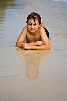 Young Happy Boy At The Beach Royalty Free Stock Image