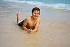 Young Happy Boy At The Beach Royalty Free Stock Photo