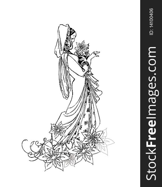 Stylized bride in the flowers