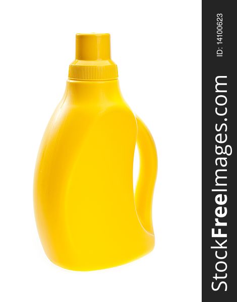 Plastic yellow bottle over white. Plastic yellow bottle over white