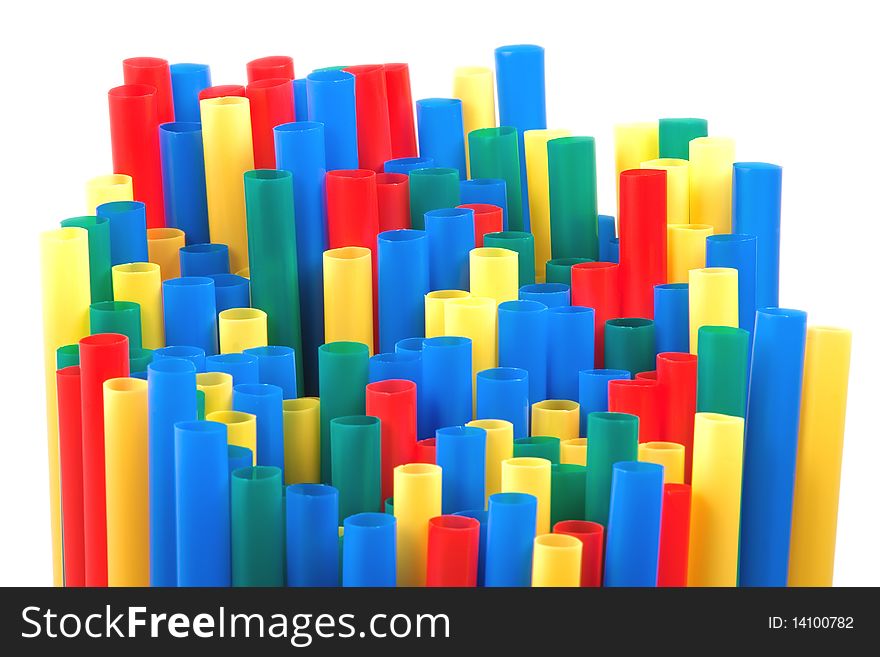Colored Straws On White Background