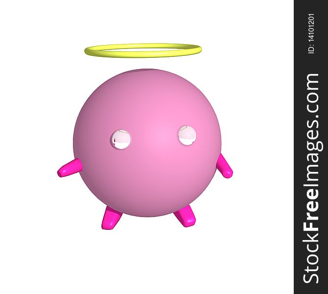 A pink Angel with a Halo and a white background (3d illustration). A pink Angel with a Halo and a white background (3d illustration)