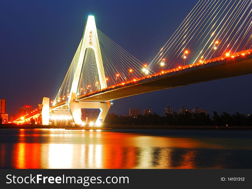 China Haikou Century Bridge Night