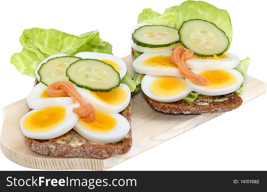 Sandwich With Egg And Fish .