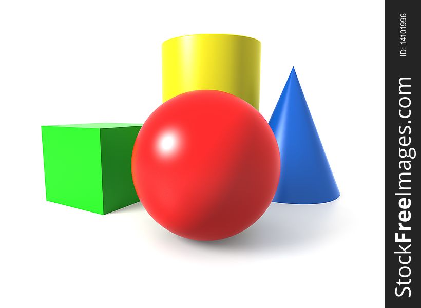 Colorful Basic Shape 3d render.