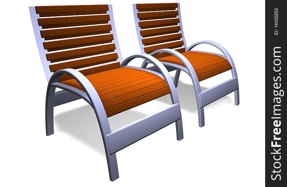 3D rendered deck chair, can be used for print or web. 3D rendered deck chair, can be used for print or web