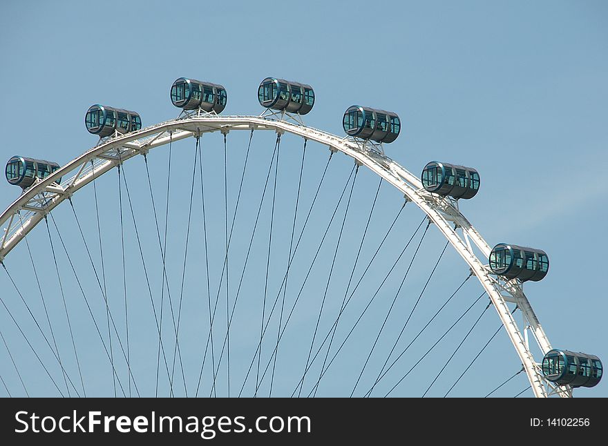 Cylindrical passenger cars on a Ferris Wheel. Cylindrical passenger cars on a Ferris Wheel.