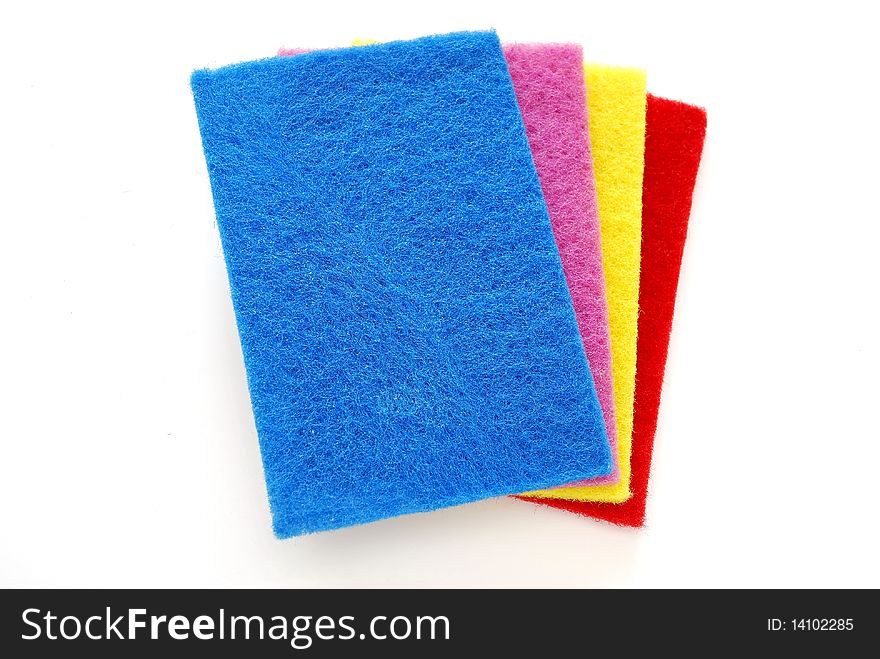 Colorful sponges used for cleaning and washing. For cleaning equipment and supplies. Colorful sponges used for cleaning and washing. For cleaning equipment and supplies.