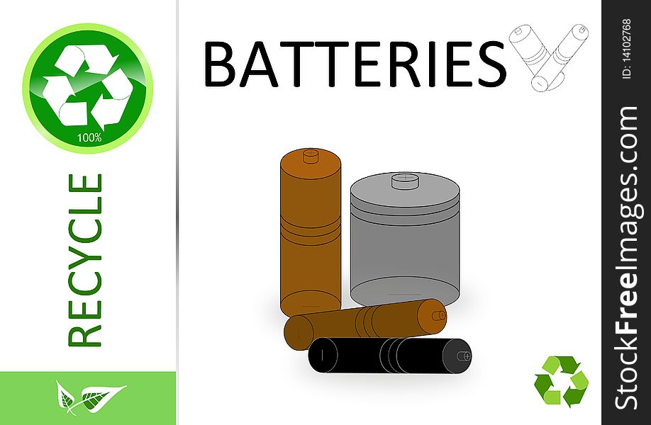 Please recycle battery on white