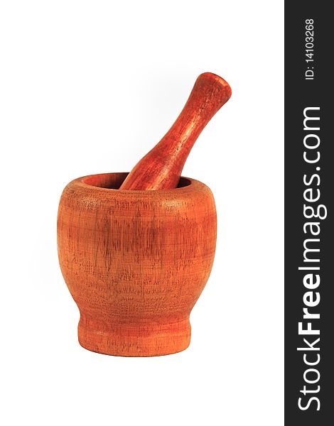 Wooden pestle and mortar