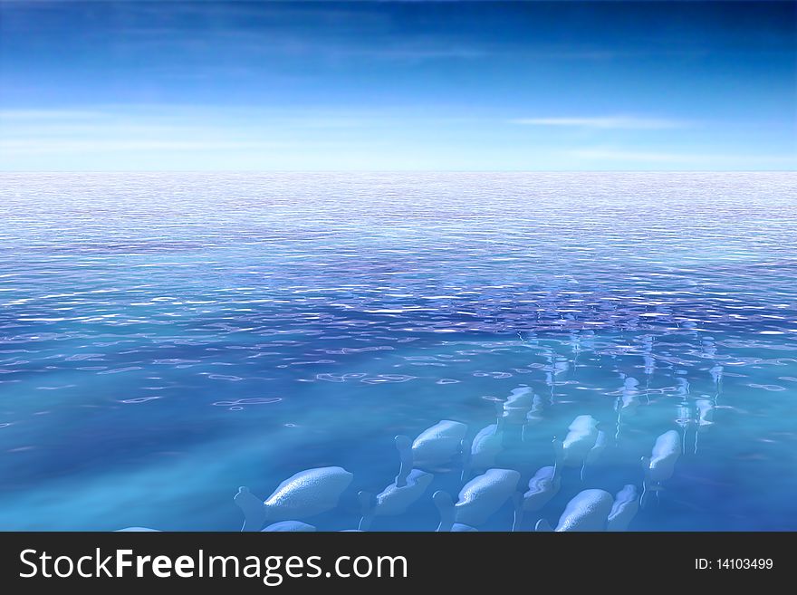 Sea and sky. Hi-res digitally generated image. Sea and sky. Hi-res digitally generated image.
