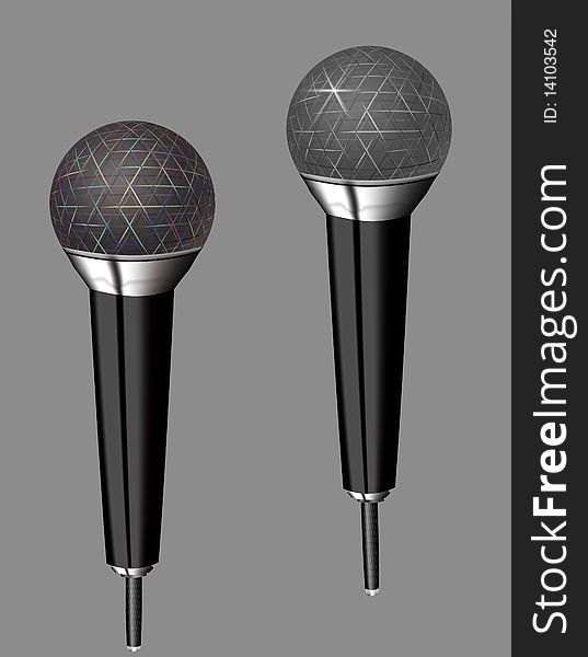 Acoustic microphone. Illustration.  Monochromatic and color. One of the illustrations from the series. Acoustic microphone. Illustration.  Monochromatic and color. One of the illustrations from the series.