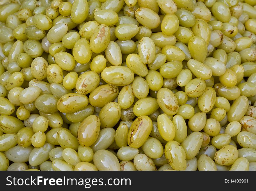 Green grapes at a farmers market