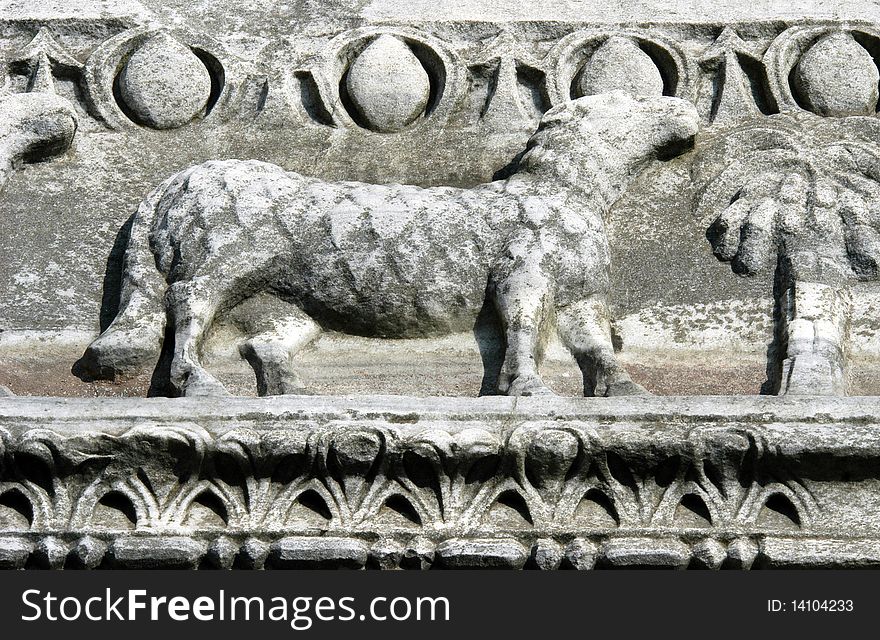 Lamb frieze from Theodosius' Hagia Sophia in Istanbul, Turkey. Lamb frieze from Theodosius' Hagia Sophia in Istanbul, Turkey