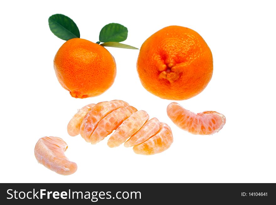 Orange mandarin or tangerine isolated over white