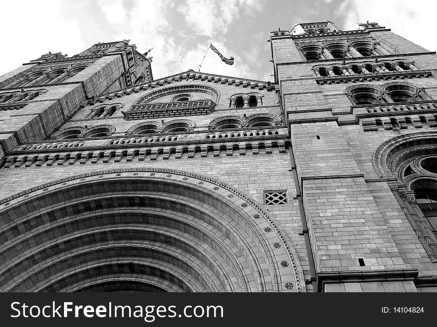 Beautiful black and white architecture of the Natural History Museum. Beautiful black and white architecture of the Natural History Museum
