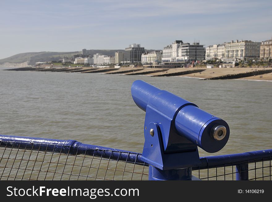 Sunny Eastbourne, traditional seaside resort on England's south coast. Sunny Eastbourne, traditional seaside resort on England's south coast