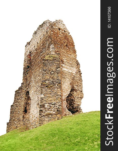 Medieval ruins on white background