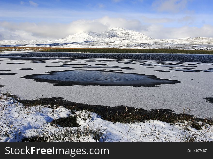 Snowmelt in the mountains in spring. Snowmelt in the mountains in spring